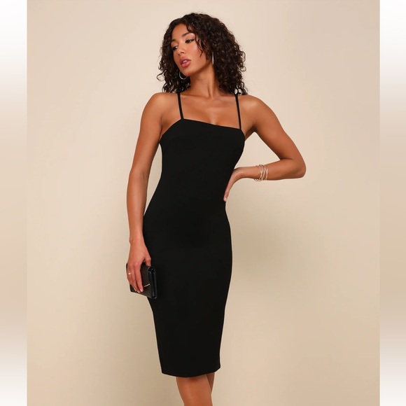 Lulus Paulina Black Bodycon Midi Dress - Picture 2 of 8